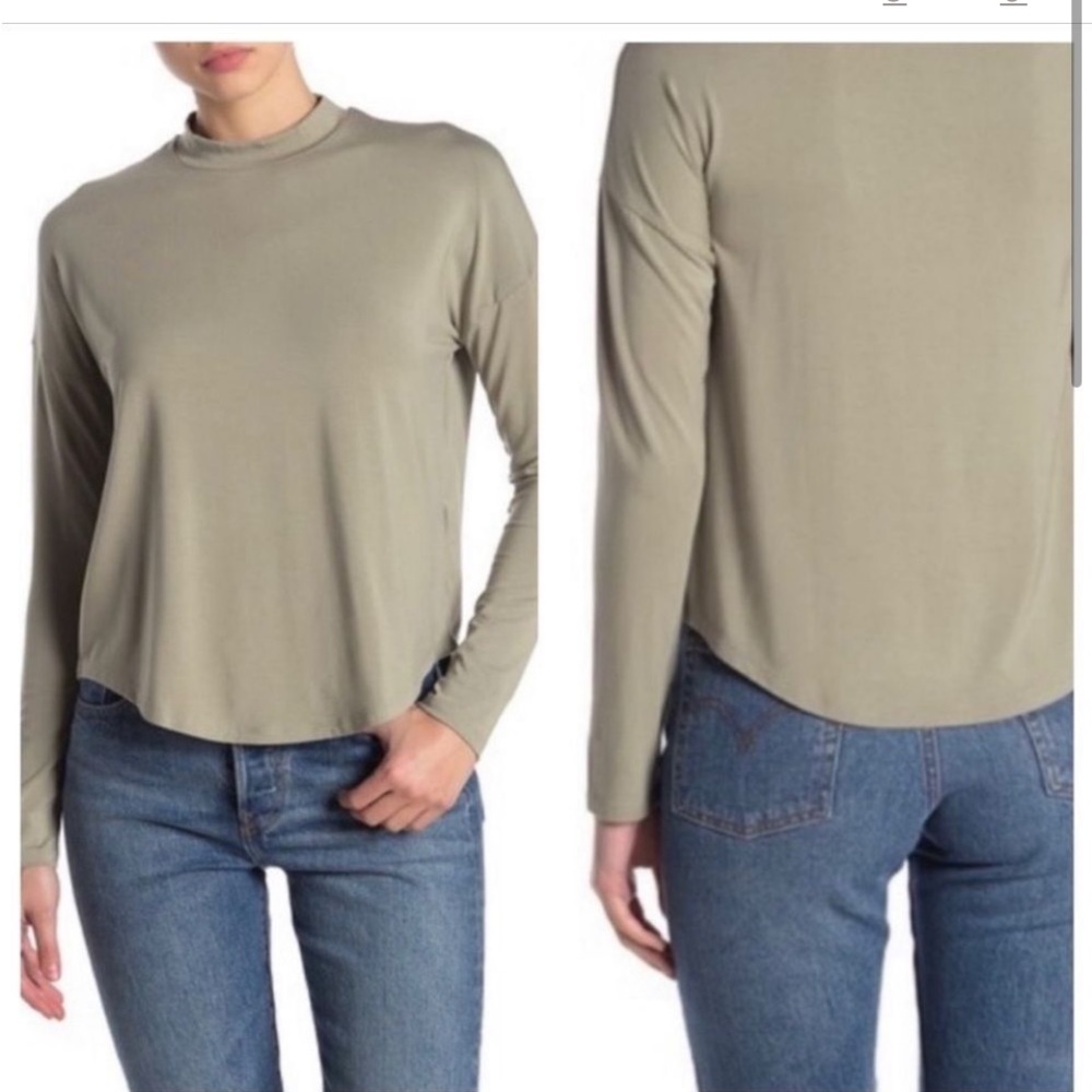 50%offw❤️ Madewell Tatiana Mock Neck Long Sleeve Top Size Large Modal ♥️#58